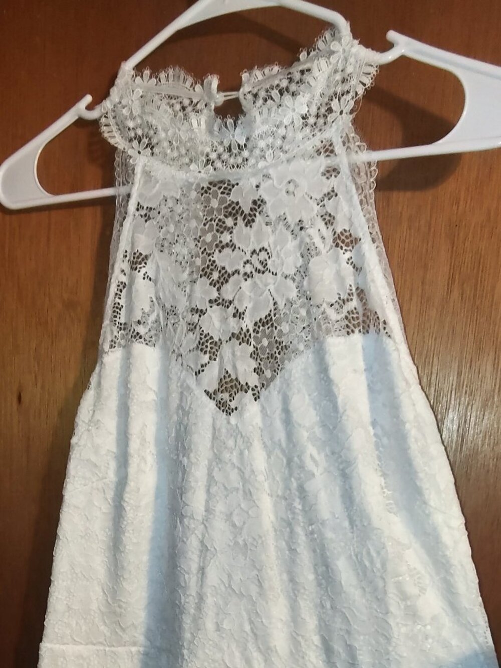 White Lace High Neck Mermaid Wedding Dress Open Back Size 16